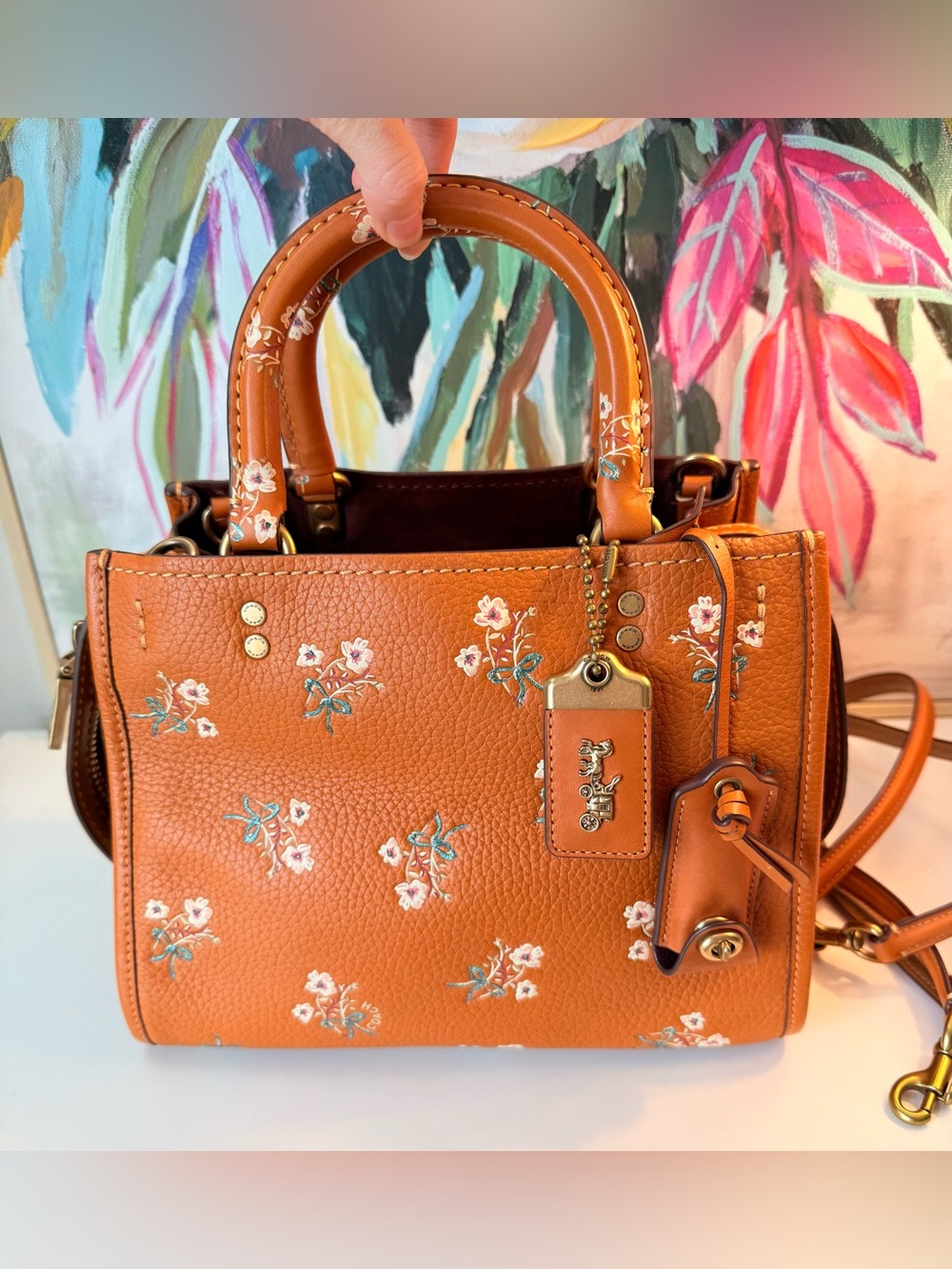 💯 Authentic RARE COACH Rogue 25 Floral Leather Tote Bag
